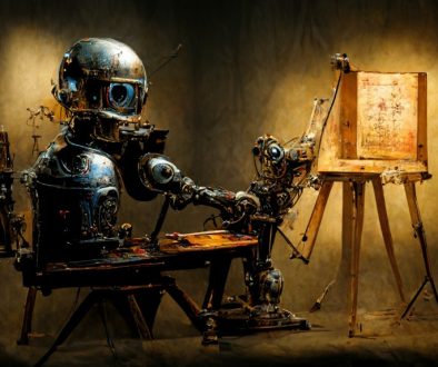 Personal branding podemos usar essa foto - com esses creditos "Robot Painting at an Easel" (Prompt by Eric Griffith; Generated on Midjourney)