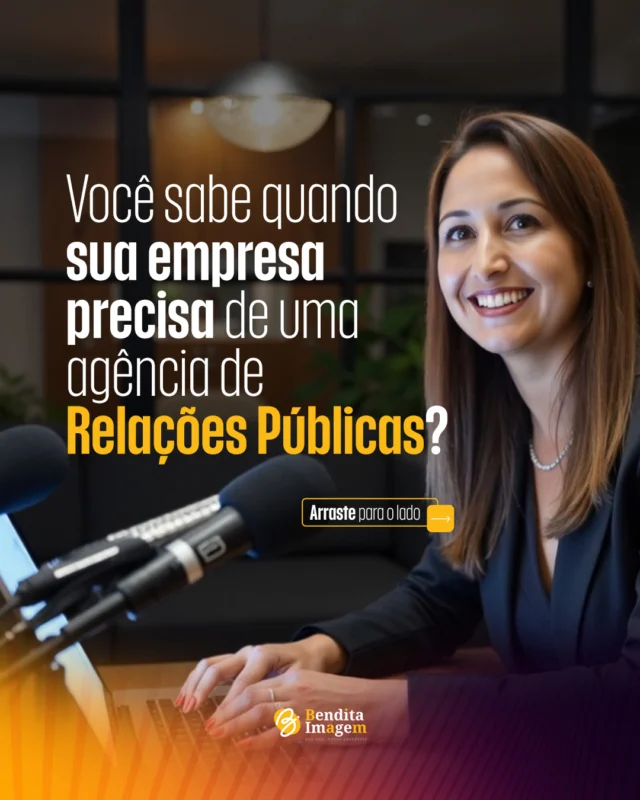 Você sabe quando a sua empresa realmente precisa de uma agência de Relações Públicas e Assessoria de Imprensa? Arraste para o lado e descubra como podemos construir e fortalecer a imagem, autoridade e reputação de sua comunicação com estratégias personalizadas e resultados assertivos. Se a sua empresa não está se comunicando com o público certo, está enfrentando crises constantes sem saber como resolvê-las ou seu concorrente está sempre na mídia e sua marca não está, então é hora de tomar uma ação estratégica! A Bendita Imagem tem a solução! Com mais de 13 anos de experiência no mercado, ajudamos empresas a se conectar com os jornalistas certos, a gerenciar crises e a garantir visibilidade nos principais veículos de imprensa do país. Vamos conversar? #RelaçõesPúblicas #AssessoriadeImprensa #ComunicaçãoEstratégica #TimeBenditaImagem #GestãoDeCrises #RP #PR