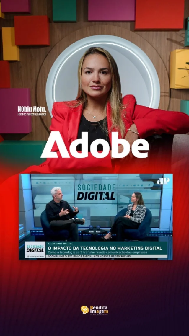 🚀 Tecnologia, estratégia e comunicação de impacto! Nossa cliente @nubiamota , Head de Marketing da @adobebra , participou do programa Sociedade Digital da Jovem Pan News, apresentado por @andrelmiceli , para discutir o futuro do marketing com inteligência artificial, automação e análise de dados. Nos bastidores, a Bendita Imagem segue fazendo o que sabe melhor: 📣 Conectamos empresas e pessoas. 📰 Levamos nossos clientes aos melhores veículos de comunicação. 📈 Aumentamos autoridade, visibilidade e relevância de marcas que fazem a diferença. Orgulho de mais um resultado incrível para um dos maiores nomes da tecnologia no mundo. 💼✨ #BenditaImagem #AdobeBrasil #SociedadeDigital #JovemPanNews #RelaçõesPúblicas #MarketingDigital #AutoridadeDeMarca #PR #InteligênciaArtificial #ComunicaçãoEstratégica #TimeBenditaImagem
