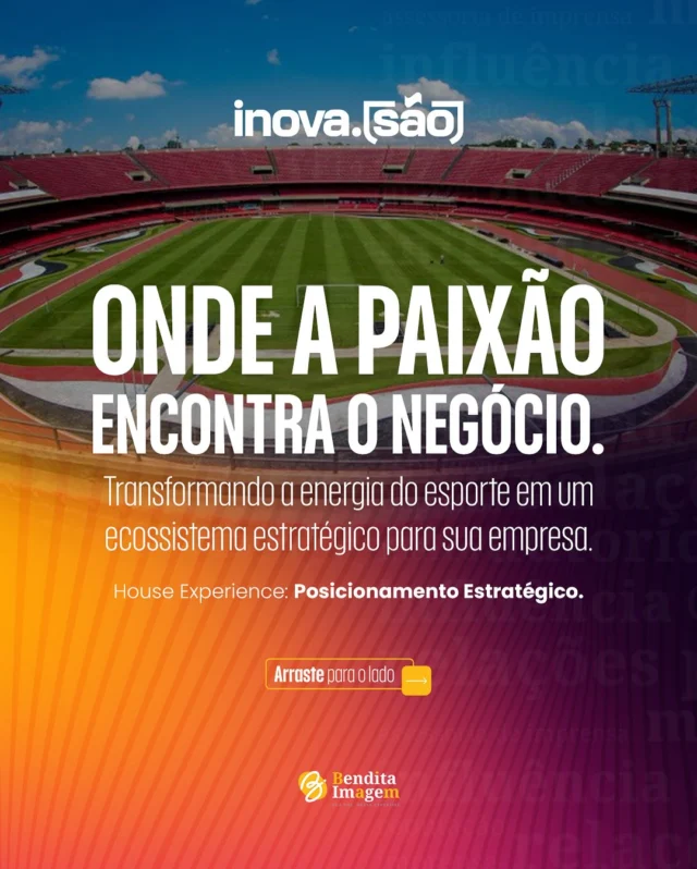 Onde a Paixão Pelo Esporte Impulsiona Novos Negócios: A História da House Experience. Imagine transformar a energia de um grande palco esportivo em um centro vibrante de negócios e inovação. Essa é a visão que ganha vida com a House Experience, um hub estratégico que redefine a conexão entre marcas, líderes e o universo do esporte dentro do icônico MorumBIS. Nosso desafio na @benditaimagem ? Ir além do lançamento. Era preciso contar a história de como esse espaço se torna uma plataforma singular para relacionamento, ativações e geração de valor. Posicionar a House Experience não apenas como um local, mas como um movimento pioneiro no esporte-negócio brasileiro. Essa narrativa está sendo construída estrategicamente, ressoando onde importa: nos principais veículos que falam com quem decide no mundo dos negócios e do esporte. O @meioemensagem , o @uoloficial , o @mktesportivo e o @publicitarioscriativos já noticiaram essa novidade. Deslize para o lado e veja como a Bendita Imagem transforma essa visão em visibilidade e reputação estratégica. Quer posicionar sua inovação onde ela merece estar? Fale com a gente. #HouseExperience #HubDeNegócios #InovaçãoEsportiva #NegóciosNoFutebol #PRestratégico #LiderançaDeMercado #ComunicaçãoEstratégica #ResultadosDeRP #BenditaImagem #MarketingEsportivo #EsporteNegócio